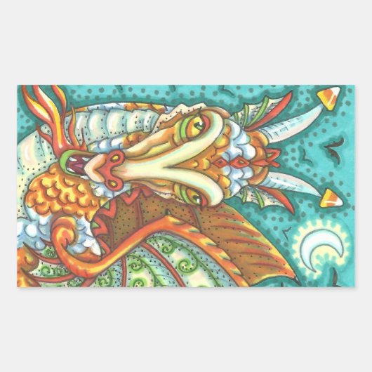 STICKER RECTANGULAIRE MAGIC CANDY CORN DRAGON, IMAGINAIRE HALLOWEEN (Devant)