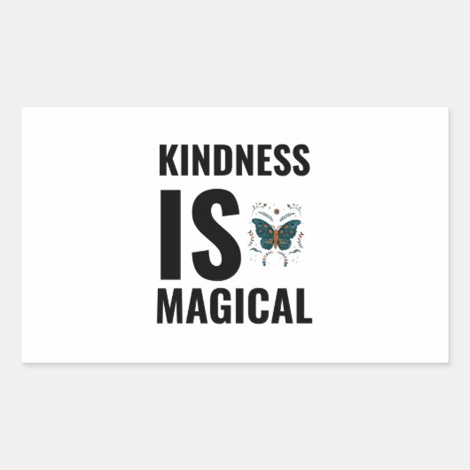 Sticker Rectangulaire Magical kindness butterfly, inspiration motivatio (Devant)