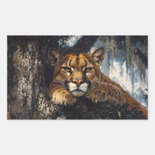 Sticker Rectangulaire Magnifique couguar en forêt