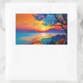 Sticker Rectangulaire Magnifique lever de soleil sur l'étang Merci (Sac)