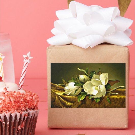 Sticker Rectangulaire Magnolias sur le tissu en velours or (Fête)