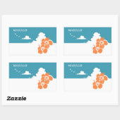 Sticker Rectangulaire MAHALO Hibiscus Blue Sky Rectangle (Feuille)