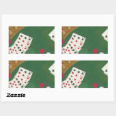 Sticker Rectangulaire Main de Poker gagnante six à dix (Feuille)