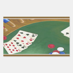 Sticker Rectangulaire Main de Poker gagnante six à dix