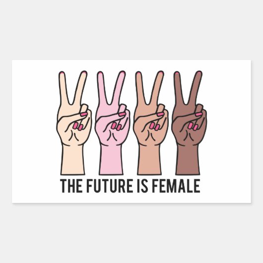 Sticker Rectangulaire Main féminine avec signe de paix (Devant)