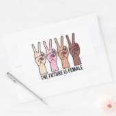 Sticker Rectangulaire Main féminine avec signe de paix (Enveloppe)