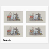 Sticker Rectangulaire Main Powered Sewing (Feuille)