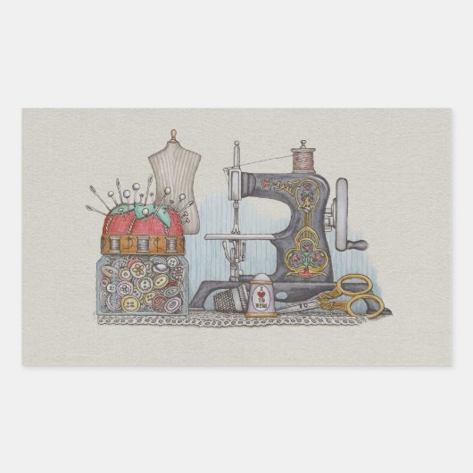 Sticker Rectangulaire Main Powered Sewing (Devant)