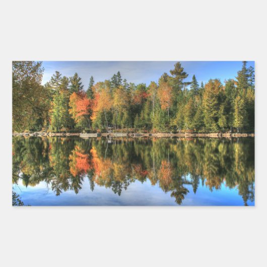 Sticker Rectangulaire Maine Automne automne Foliage Lake Réflexions (Devant)