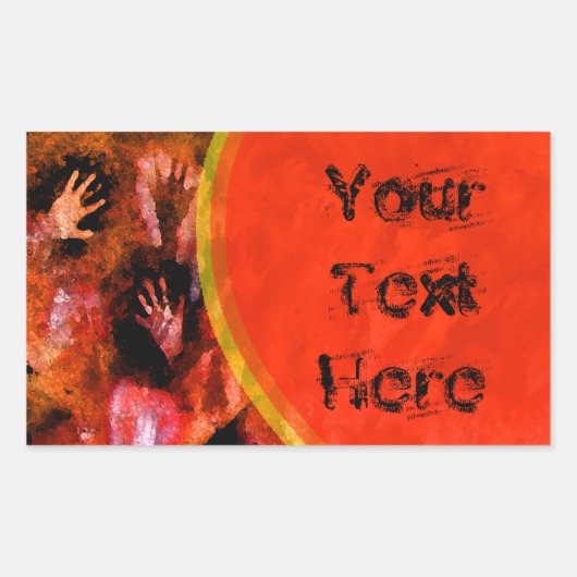 Sticker Rectangulaire Mains de feu (Devant)