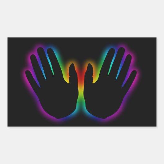 Sticker Rectangulaire mains de guérison 5 (Devant)