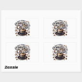 Sticker Rectangulaire Mais First Coffee Art - Design Or Stylé (Feuille)