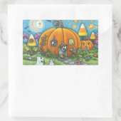 STICKER RECTANGULAIRE MAISON DE SOURIS, TRICK OU TRAITEMENT BALLES HALLO (Sac)