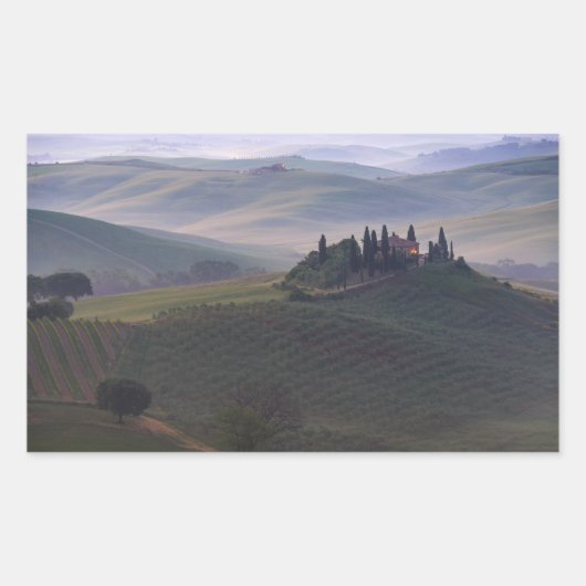 Sticker Rectangulaire Maison en Toscane dans le rectangle du matin stick (Devant)