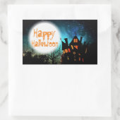 Sticker Rectangulaire Maison hantée d'Halloween éffrayant (Sac)