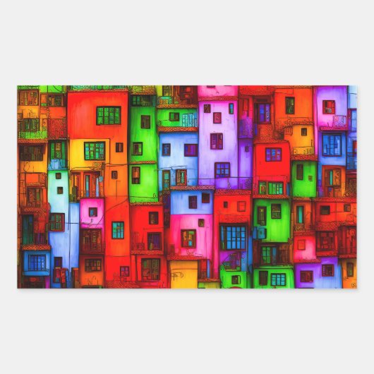 Sticker Rectangulaire Maisons colorées 3 (Devant)