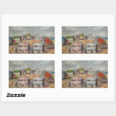 Sticker Rectangulaire Maisons Plage (Feuille)