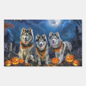 Sticker Rectangulaire Malamute d'Alaska Halloween Épouvantable  (Devant)
