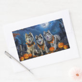 Sticker Rectangulaire Malamute d'Alaska Halloween Épouvantable  (Enveloppe)