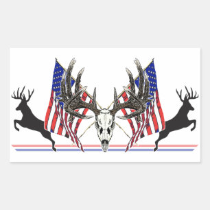 Sticker Rectangulaire Mâle patriotique de Whitetail