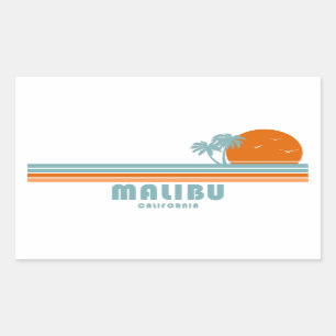 Sticker Rectangulaire Malibu California Sun Palm Trees