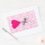 Sticker Rectangulaire Maman avec un éléphant rose (Enveloppe)