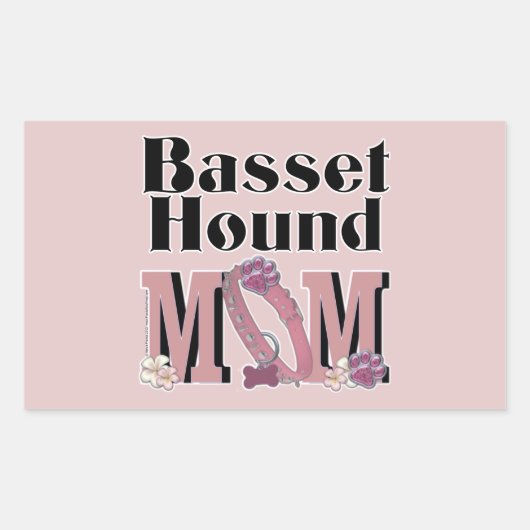 Sticker Rectangulaire MAMAN de Basset Hound (Devant)