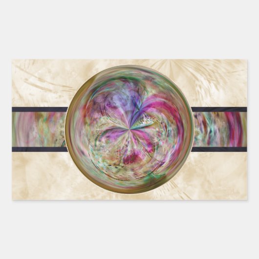 Sticker Rectangulaire Mandala Bubble Abstraite Avec Ruban (Devant)