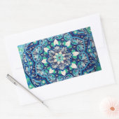 Sticker Rectangulaire Mandala d'art des points bleus (Enveloppe)