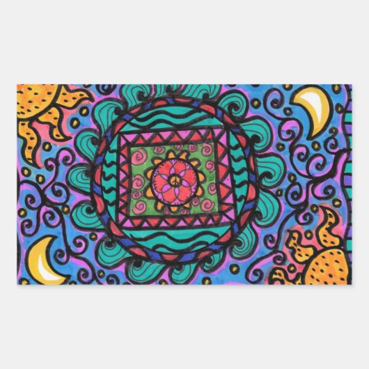 Sticker Rectangulaire Mandala de paix (Devant)