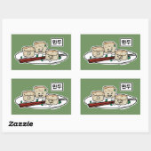 Sticker Rectangulaire Mandu Corée dumpling dim sum petit déjeuner hangul (Feuille)