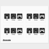 Sticker Rectangulaire Mange, Dors, Jeu (Feuille)