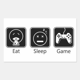 Sticker Rectangulaire Mange, Dors, Jeu