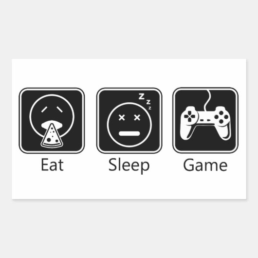 Sticker Rectangulaire Mange, Dors, Jeu (Devant)