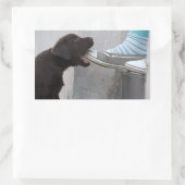 Sticker Rectangulaire Mange Ma Chaussure ! Labrador Puppy (Sac)