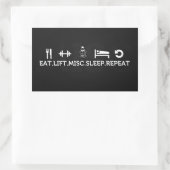 Sticker Rectangulaire Manger, Ascenseur, Divers, Sommeil, Répéter (Sac)