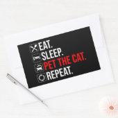 Sticker Rectangulaire Manger. Dormir. Caresser le chat. Répéter (Enveloppe)