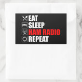 Sticker Rectangulaire Manger. Dormir. Ham Radio. Recommencer (Sac)