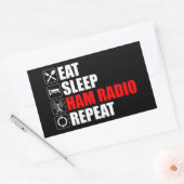 Sticker Rectangulaire Manger. Dormir. Ham Radio. Recommencer (Enveloppe)