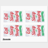 Sticker Rectangulaire Manger, Dormir, Rugby, Répéter (Feuille)