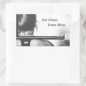 Sticker Rectangulaire Manger propre, train sale (Sac)