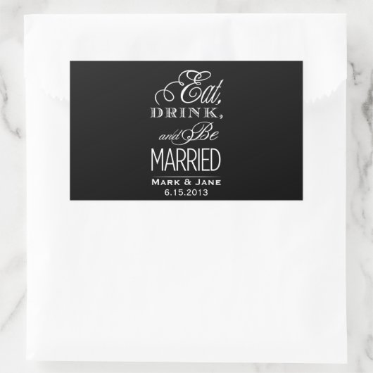 Sticker Rectangulaire Mangez et soyez mariés (Sac)