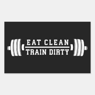Sticker Rectangulaire Mangez propre, train sec - Exercice Inspirational