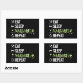 Sticker Rectangulaire Mangez Sleep Margaritas Répéter (Feuille)