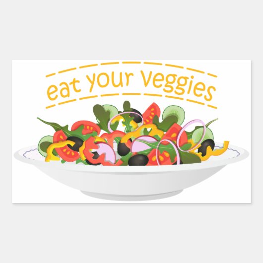 Sticker Rectangulaire Mangez vos Légumes Citer salade fraîche mélange bo (Devant)