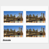 Sticker Rectangulaire Manhattan et Brooklyn Bridge à Dusk (Feuille)