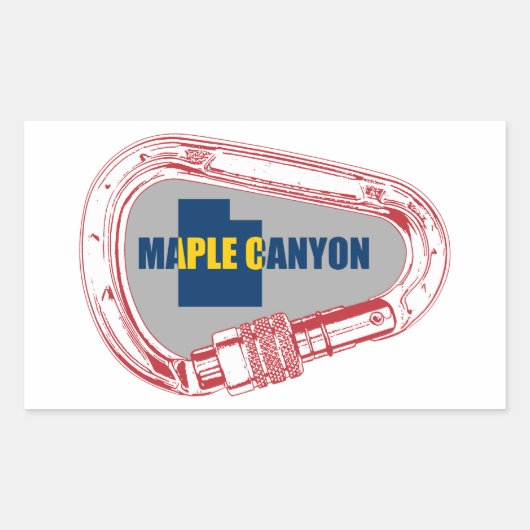 Sticker Rectangulaire Maple Canyon Escalade Carabiner (Devant)