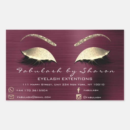 Sticker Rectangulaire Maquillage Beauté Salon Bourgogne Adress Luxe (Devant)
