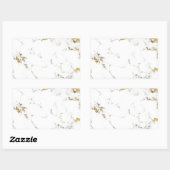 Sticker Rectangulaire Marbre Blanc Or Abstrait Pierre Mariage Faveur (Feuille)