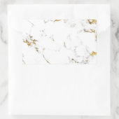 Sticker Rectangulaire Marbre Blanc Or Abstrait Pierre Mariage Faveur (Sac)